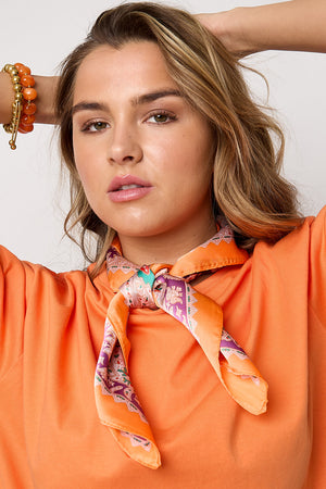 Elegant Summer Scarf in Orange and Light Pink