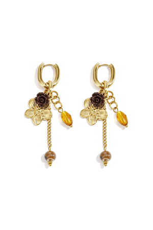 Stainless Steel Beads Earrings Flower Casual Daily Romantic Series Women's jewelry