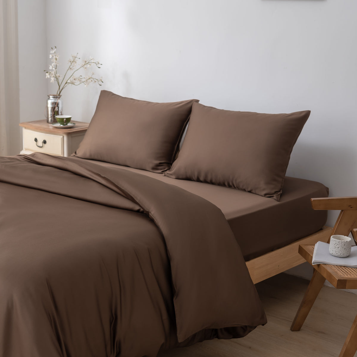 Beddengoedset 1-Persoons Xl - Coffee Brown