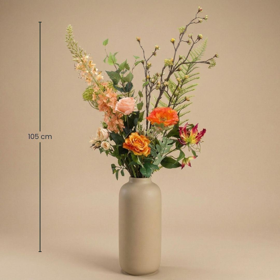 Kunstbloemen boeket - Amber Peach Deluxe - Real Touch - 12 stelen - ↑ 105 cm