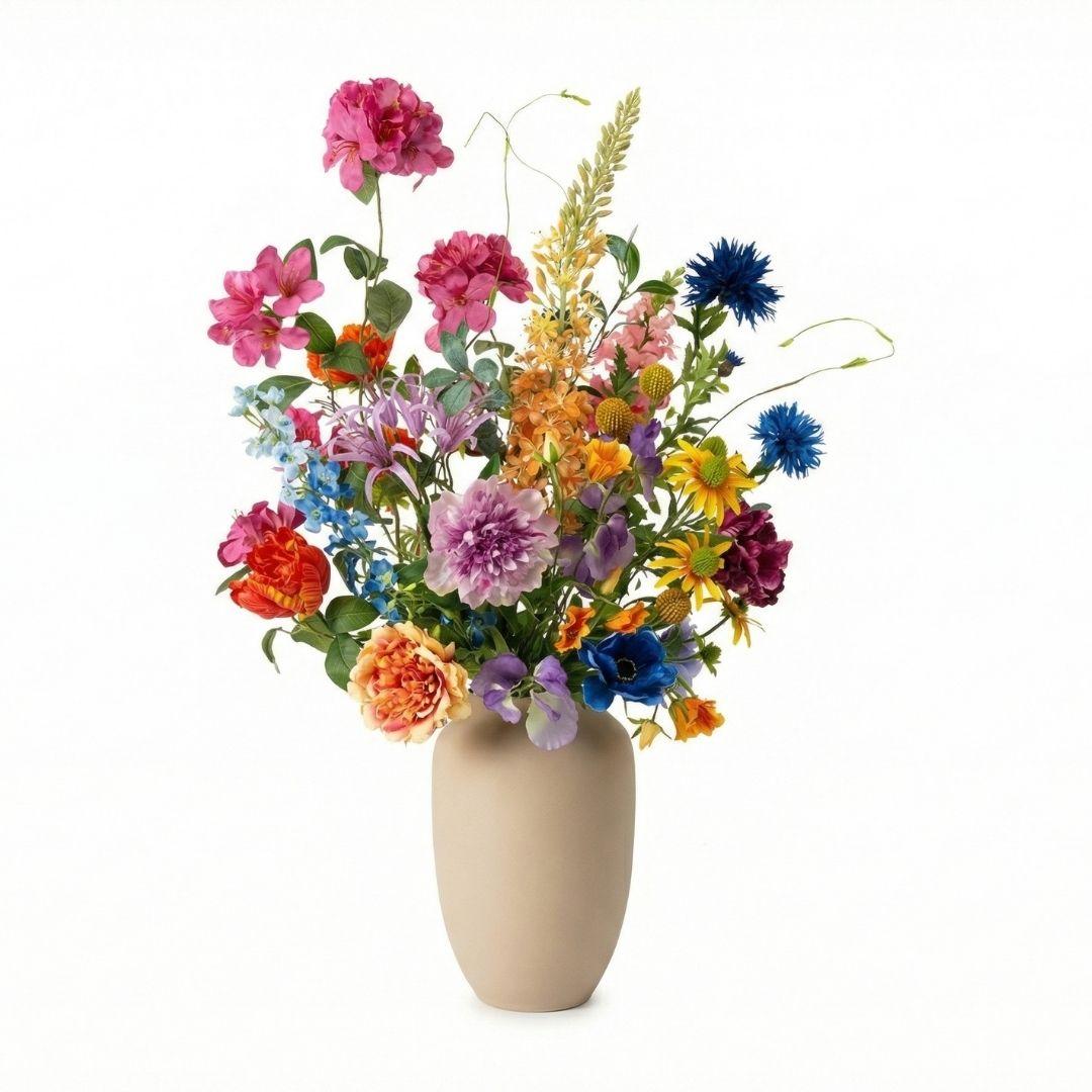 Kunstbloemen boeket - Summer Garden Deluxe - Real Touch - 19 stelen - ↑ 100 cm - Zijden bloemen