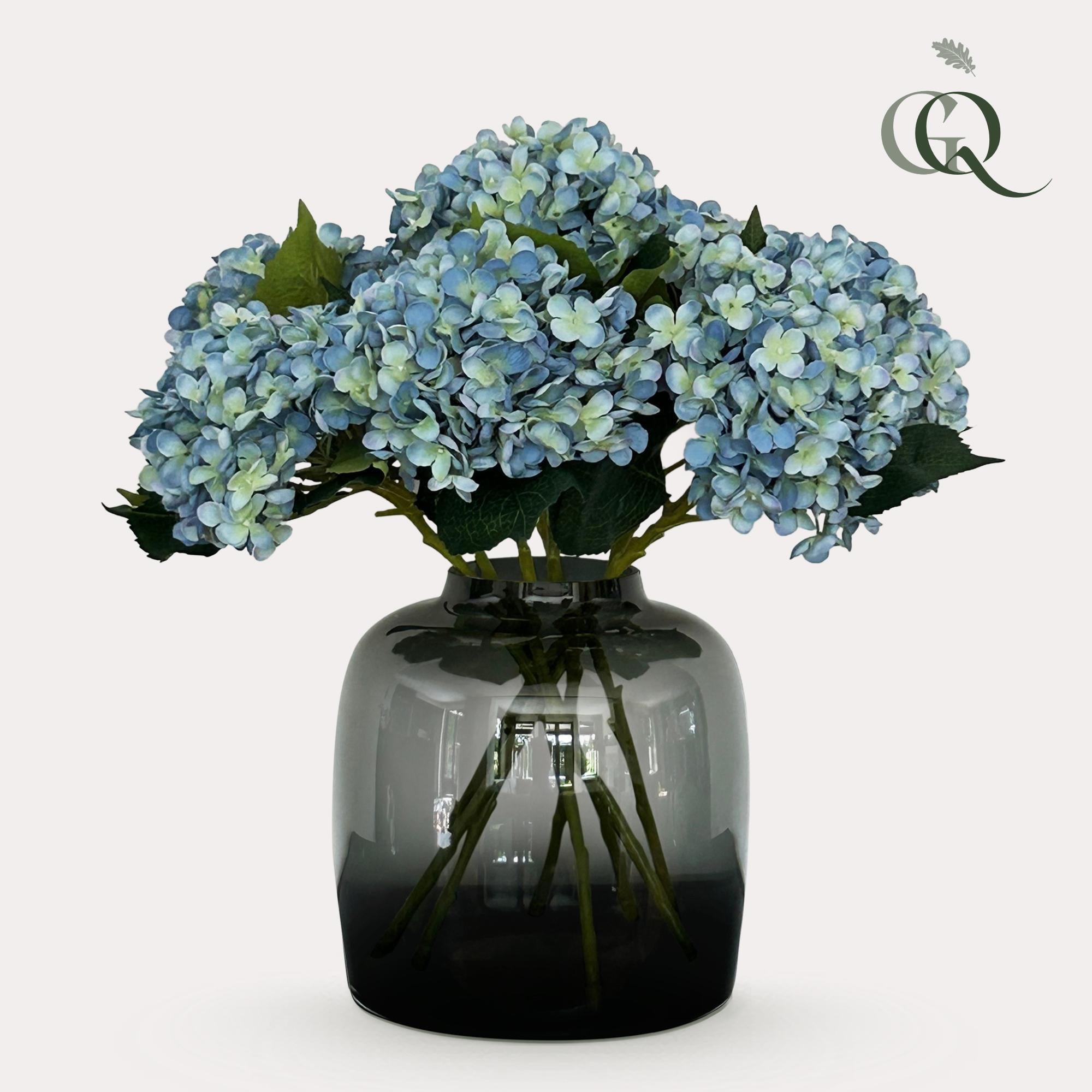 Artificial flowers Solo - x 8 - 52 cm - Hydrangea Flower - Blue